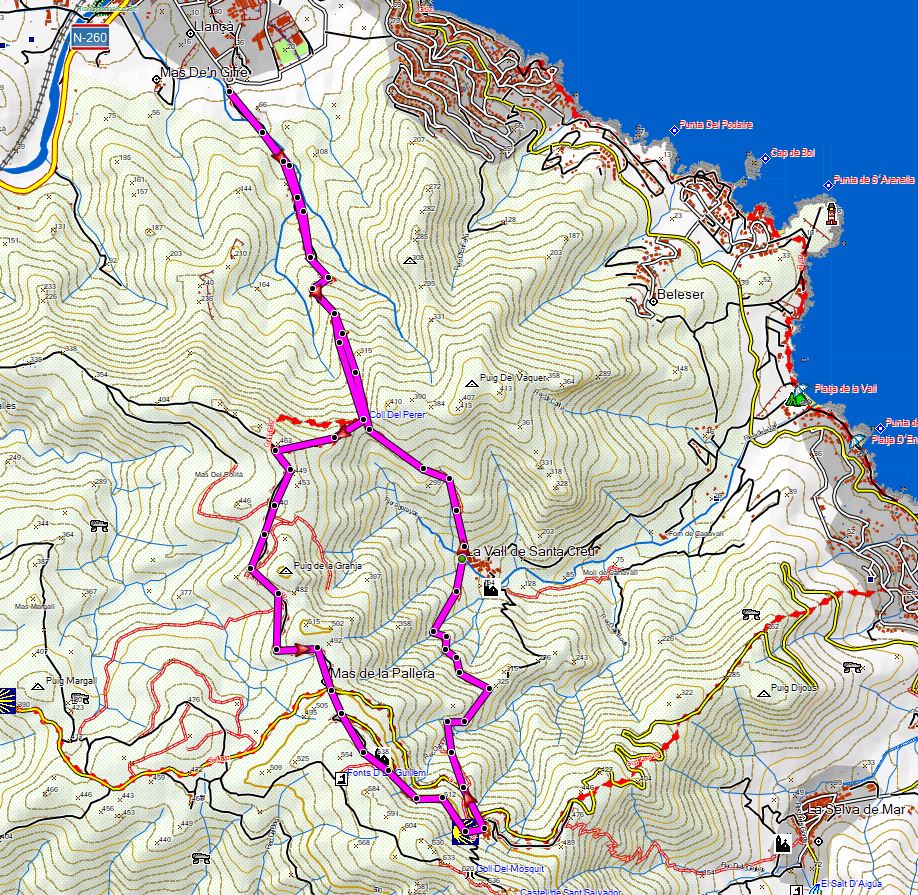 Mapa -Llança-San-Pere-de-rodes